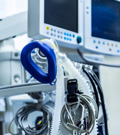 oxygen inhalation equipment at the hospital room, Oxygen gauge, Health care and life save concept.Modern clinic. Closeup